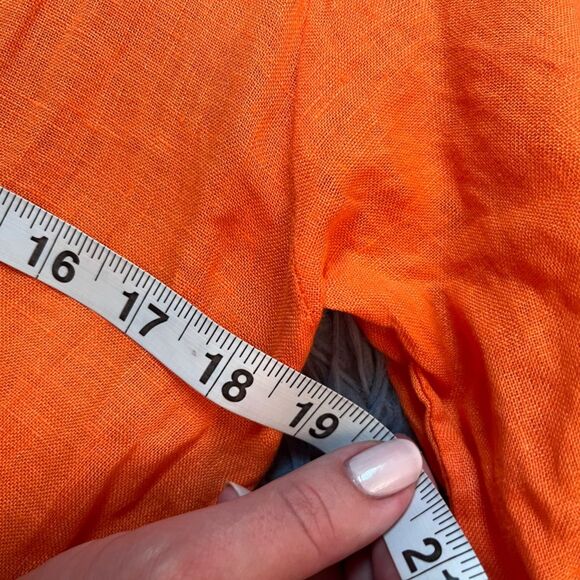 Venti6 Vibrant Orange Button-Up Linen Maxi Dress Size S Vacation Resort Beach - Picture 3 of 5